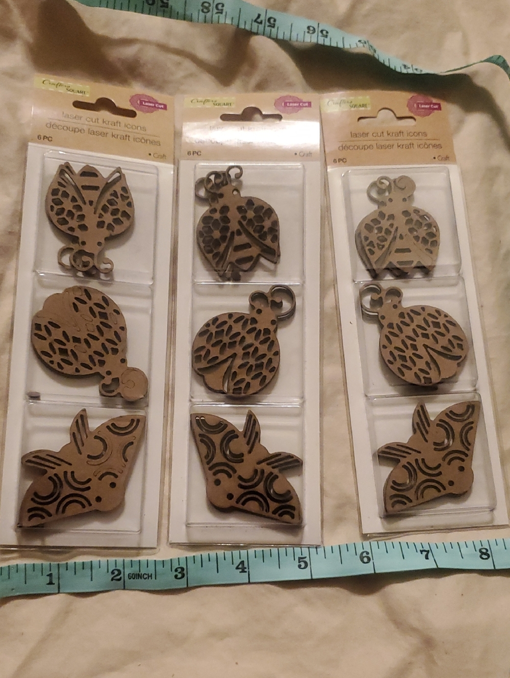 Brown Laser-Cut Kraft Summer Bug Icons  - 3 Packs of 6